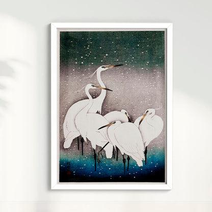 Quadro Grupo de garças arte japonesa de Ohara Koson