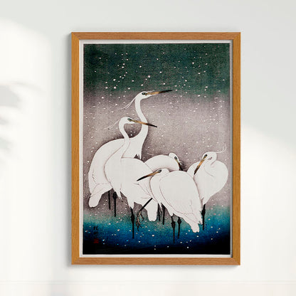 Quadro Grupo de garças arte japonesa de Ohara Koson
