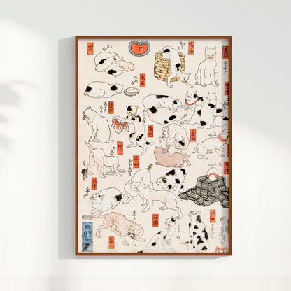 Quadro Gatos arte japonesa vintage de Utagawa Kuniyoshi