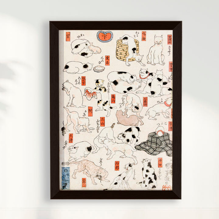 Quadro Gatos arte japonesa vintage de Utagawa Kuniyoshi