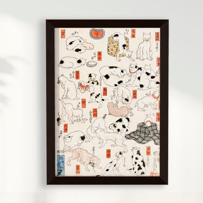 Quadro Gatos arte japonesa vintage de Utagawa Kuniyoshi