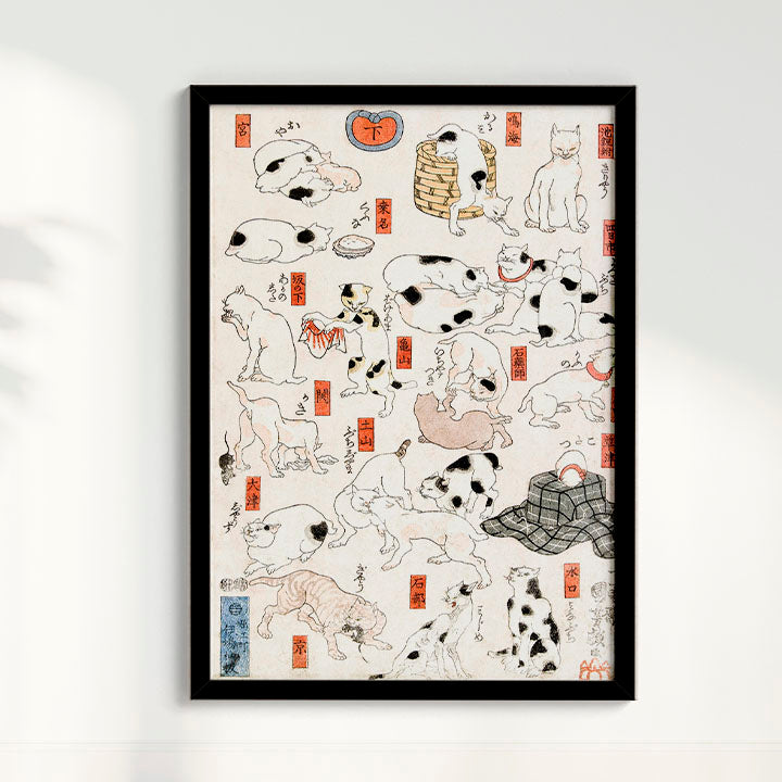 Quadro Gatos arte japonesa vintage de Utagawa Kuniyoshi