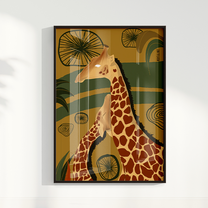 Girafa fundo Verde por Intui.Art