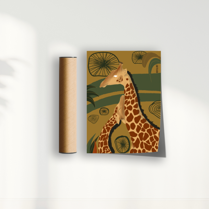 Girafa fundo Verde por Intui.Art