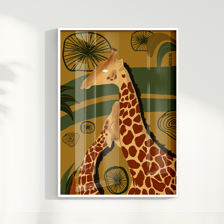Girafa fundo Verde por Intui.Art