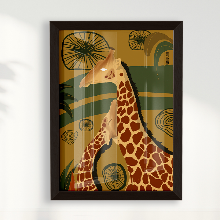 Girafa fundo Verde por Intui.Art