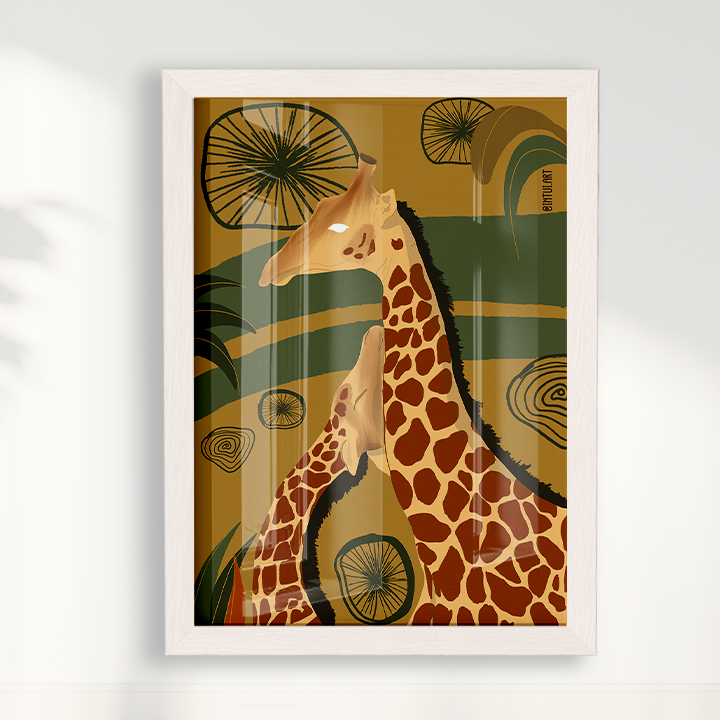 Girafa fundo Verde por Intui.Art