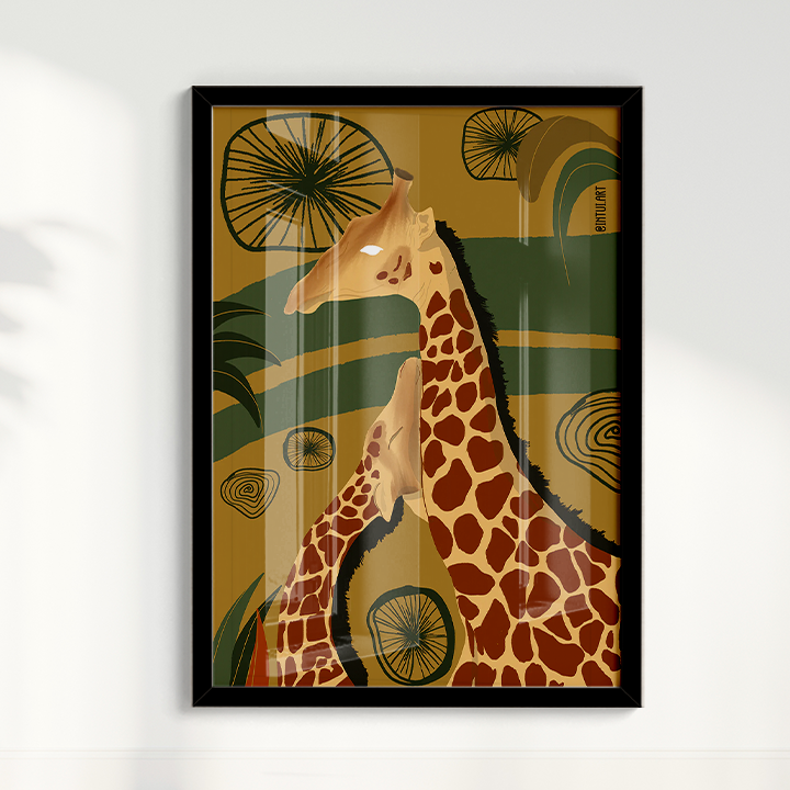 Girafa fundo Verde por Intui.Art