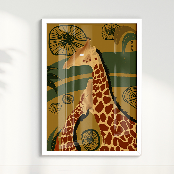 Girafa fundo Verde por Intui.Art