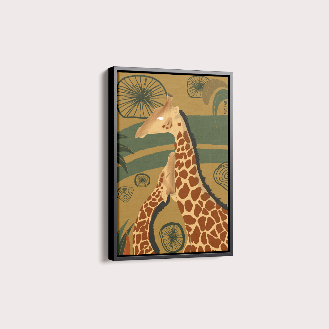 Girafa fundo Verde por Intui.Art