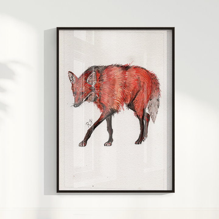 Quadro Lobo Guará por aquarelando