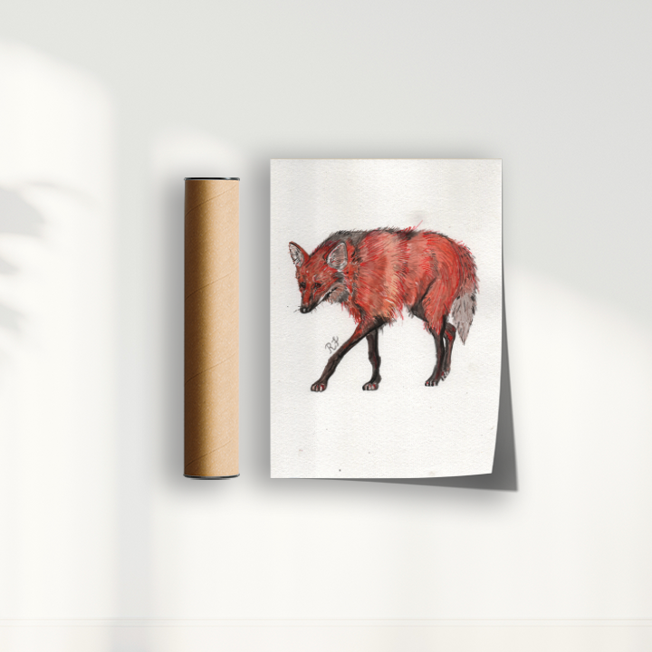 Quadro Lobo Guará por aquarelando