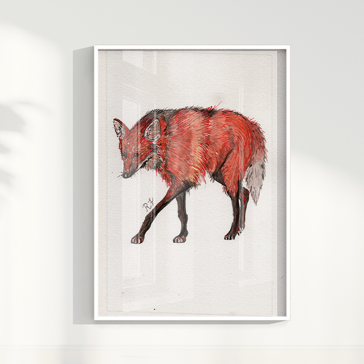 Quadro Lobo Guará por aquarelando