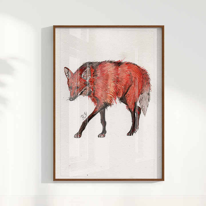 Quadro Lobo Guará por aquarelando