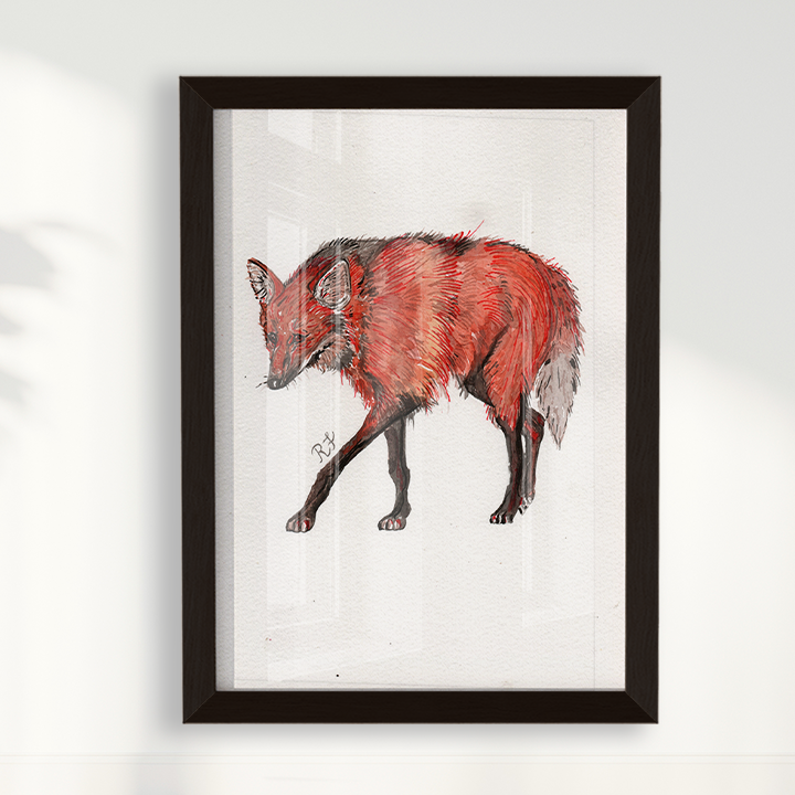 Quadro Lobo Guará por aquarelando