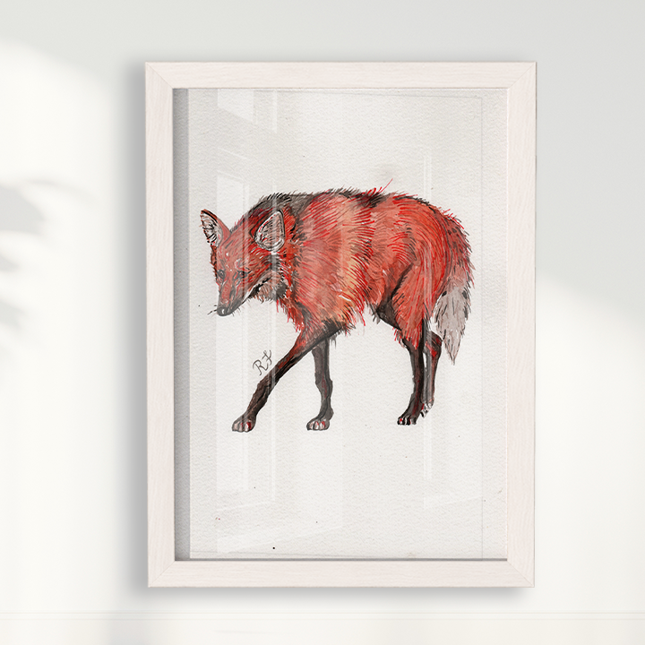 Quadro Lobo Guará por aquarelando
