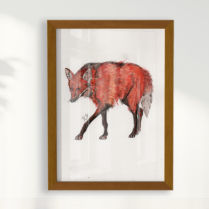 Quadro Lobo Guará por aquarelando