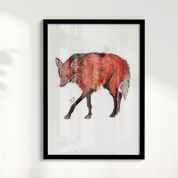 Quadro Lobo Guará por aquarelando