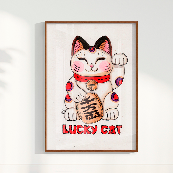 Quadro Lucky Cat por Rayana Karoline