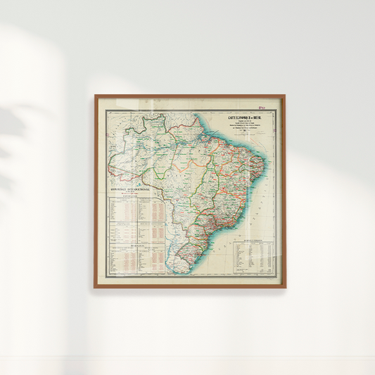 Quadro Mapa Vintage Brasil 1911