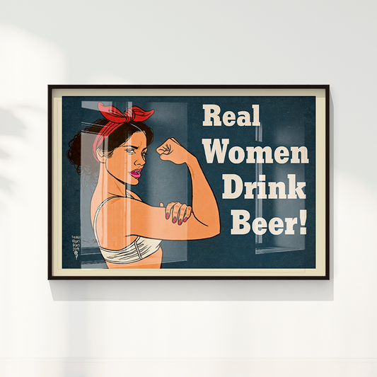 Quadro Real Woman Drink Beer por Thiago Villas Boas