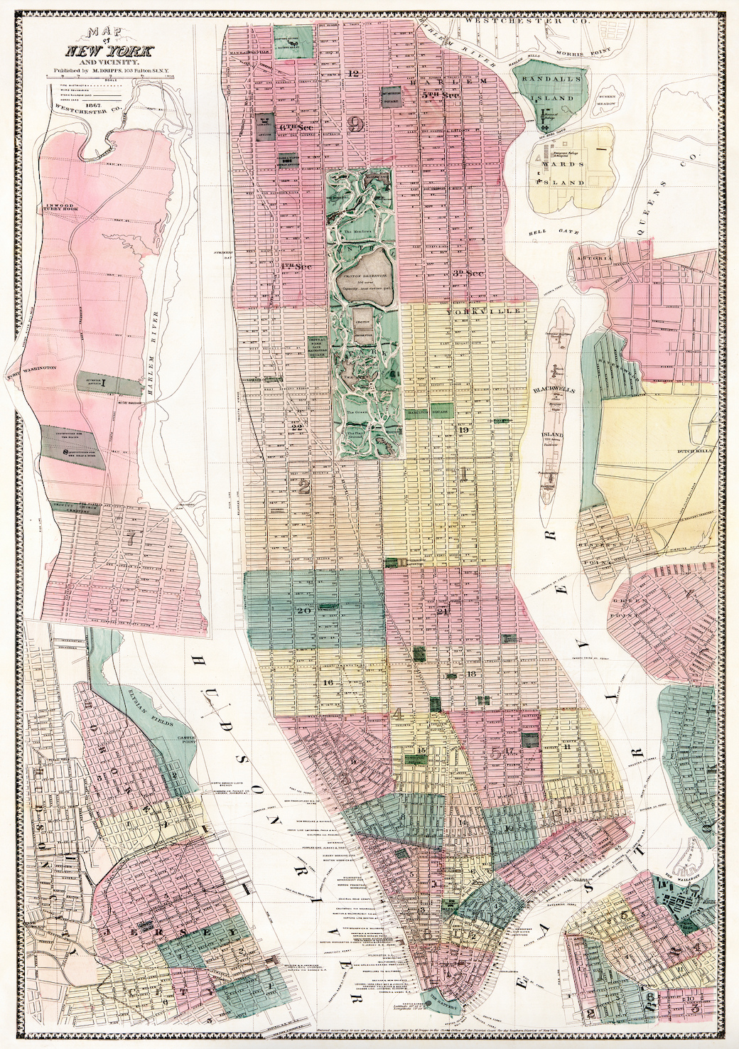 Quadro mapa vintage NYC - LARTESTUDIO