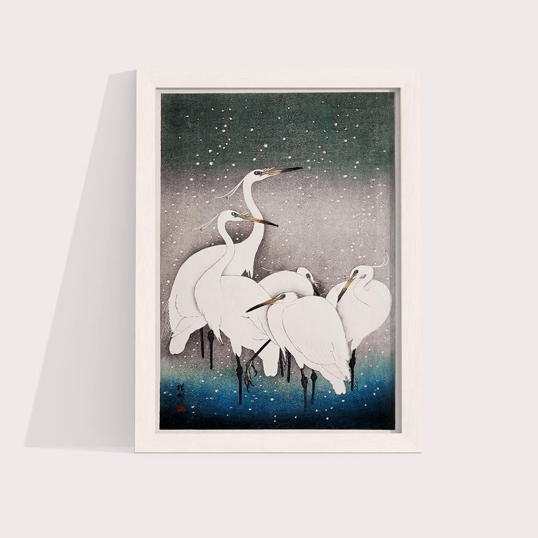 Pôster decorativo garças ilustração vintage | LARTESTUDIO