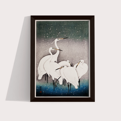 Grupo de garças - arte japonesa por Ohara Koson